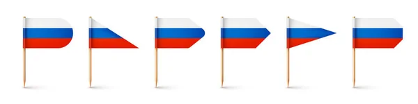 Realista Varias Banderas Palillos Dientes Rusos Recuerdo Rusia Palillos Madera — Vector de stock