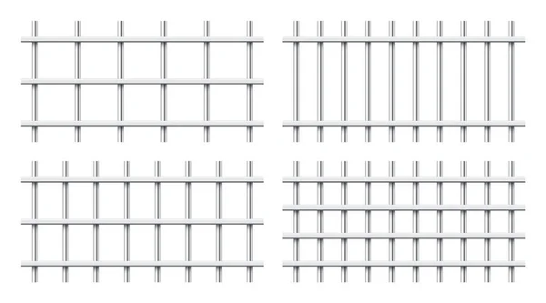 stock vector Various shiny metal prison bars isolated on white background. Realistic detailed jail cage, prison iron fence. Criminal background mockup. Vector illustration.