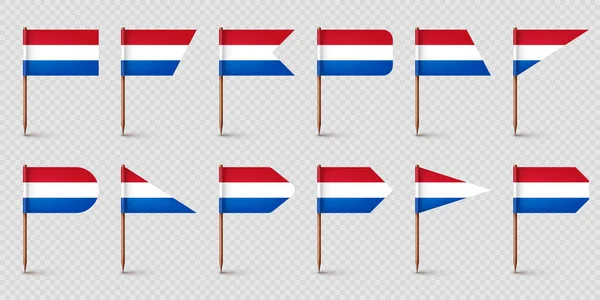 Realistische Diverse Nederlandse Tandenstokers Vlaggen Souvenir Uit Nederland Houten Tandenstokers — Stockvector