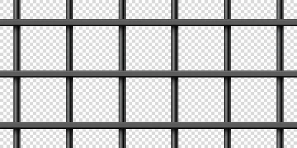 Černé Kovové Vězeňské Mříže Podrobná Vězeňská Klec Vězeňský Plot Předstírání — Stockový vektor
