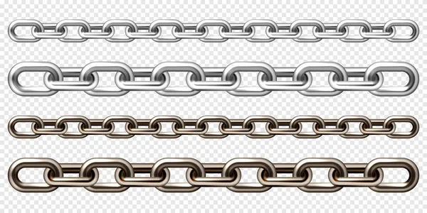 Realistic Silver Brown Metal Chain Old Rusty Links Heavy Steel — Stock Vector