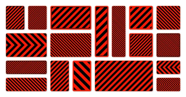 Verschiedene Schwarze Und Rote Warnschilder Mit Diagonalen Linien Achtung Gefahren — Stockvektor