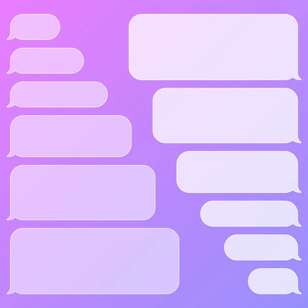 Blanco Transparante Diverse Berichtbellen Kleurrijke Achtergrond Chat Boodschapper Spraakbel Sms — Stockvector