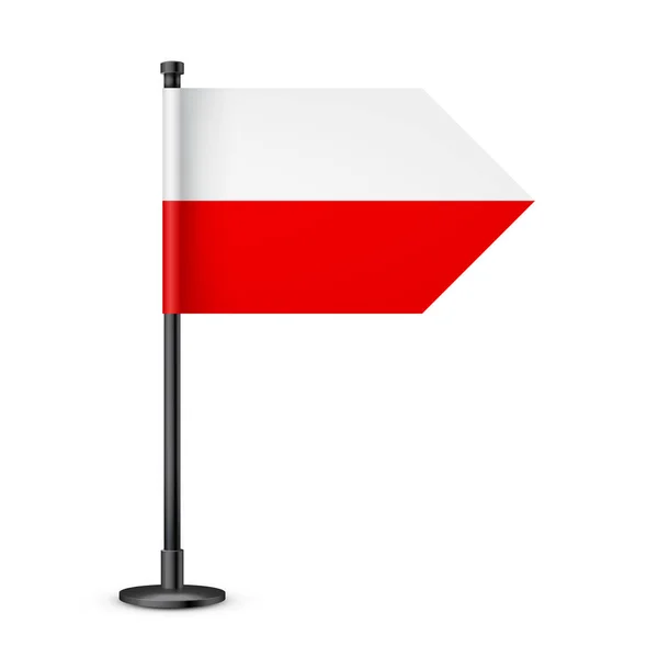 Polska Flaga Stołowa Czarnym Stalowym Słupie Pamiątka Polski Flaga Biurkowa — Wektor stockowy