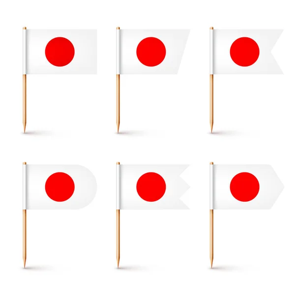 Realistische Diverse Japanse Tandenstokers Vlaggen Souvenir Uit Japan Houten Tandenstokers — Stockvector