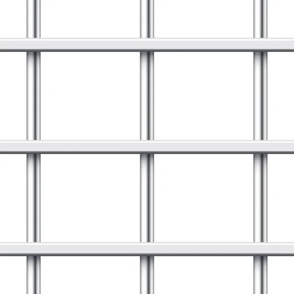 Ρεαλιστικά Γυαλιστερά Μεταλλικά Κάγκελα Φυλακών Απομονωμένα Λευκό Φόντο Λεπτομερές Κλουβί — Διανυσματικό Αρχείο