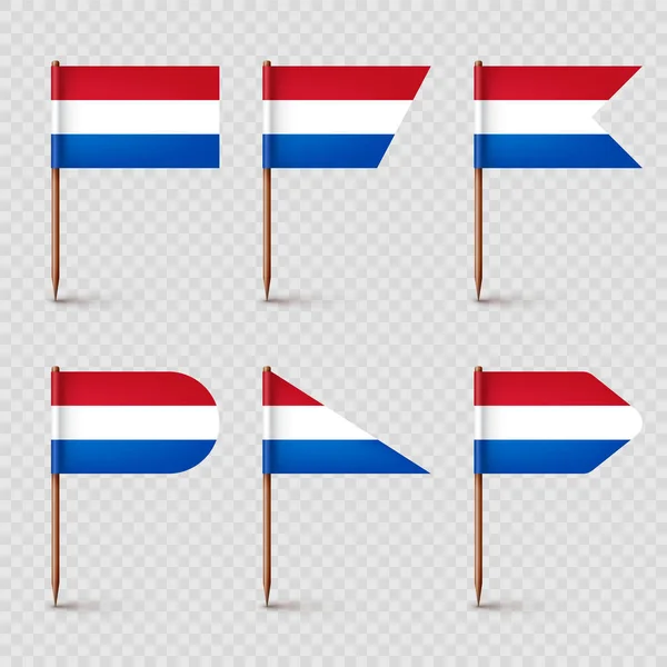 Gerçekçi Çeşitli Hollanda Kürdan Bayrakları Hollanda Dan Bir Hatıra Kağıt — Stok Vektör