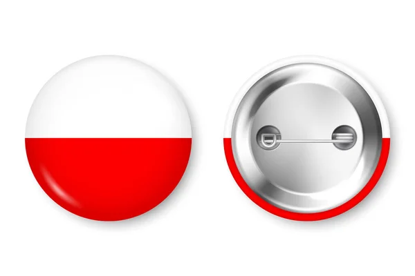 Button Abzeichen Mit Polnischer Flagge Souvenir Aus Polen Glänzende Anstecknadel — Stockvektor