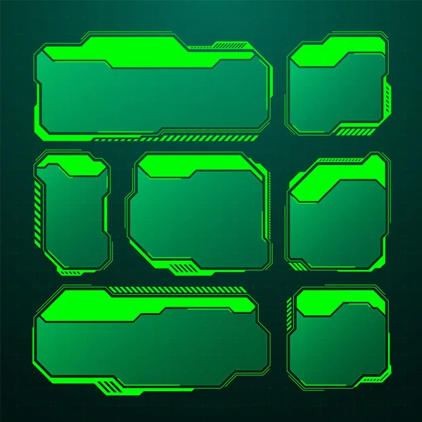Green Futuristic Hud Elements Sci User Interface Text Boxes Callouts — Vector de stock
