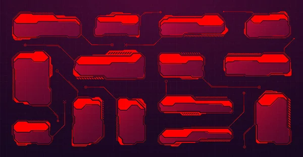 Elementos Hud Futuristas Rojos Cajas Texto Interfaz Usuario Ciencia Ficción — Archivo Imágenes Vectoriales