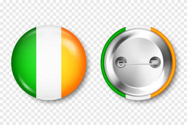 Badge Réaliste Avec Drapeau Irlandais Imprimé Souvenir Irlande Insigne Broche — Image vectorielle
