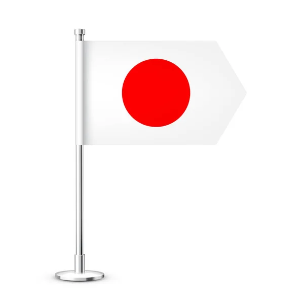Bandeira Mesa Japonesa Realista Poste Aço Cromado Lembrança Japão Bandeira —  Vetores de Stock