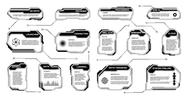 Hud Futuriste Noir Éléments Interface Utilisateur Science Fiction Zones Texte — Image vectorielle