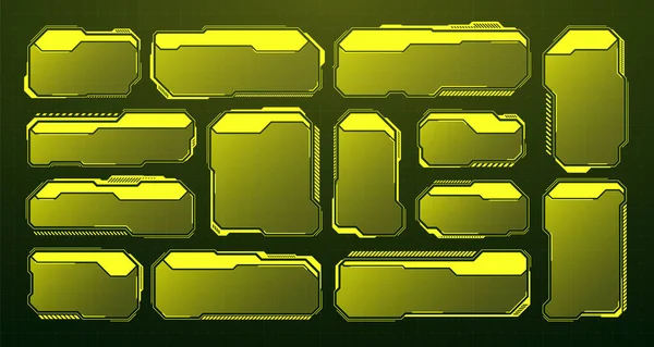 Yellow Futuristic Hud Elements Sci User Interface Text Boxes Callouts —  Vetores de Stock