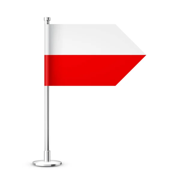 Polska Flaga Stołowa Słupie Stali Chromowanej Pamiątka Polski Flaga Biurkowa — Wektor stockowy