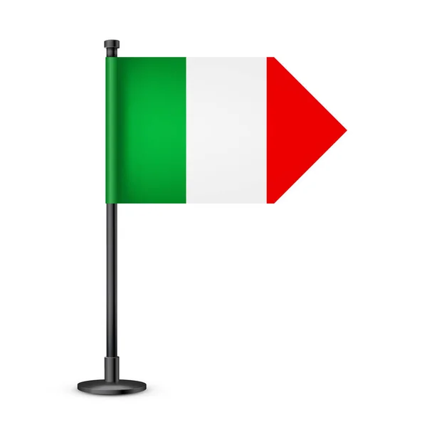 Bandera Mesa Italiana Realista Poste Acero Negro Recuerdo Italia Bandera — Vector de stock