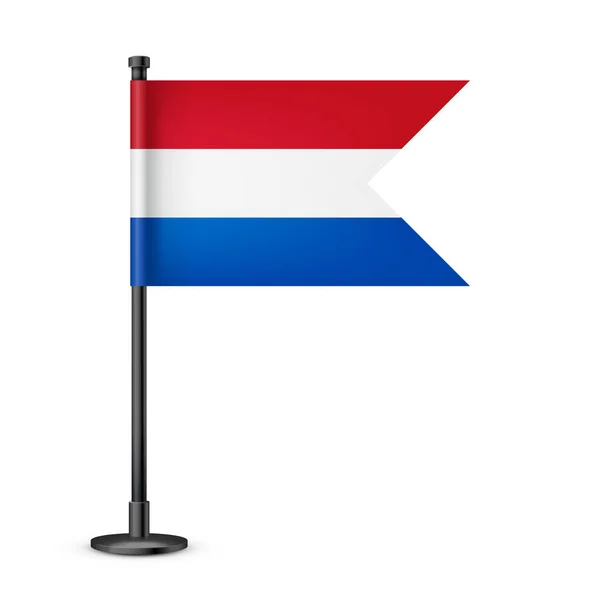 Realistische Nederlandse Tafelvlag Een Zwarte Stalen Paal Souvenir Uit Nederland — Stockvector
