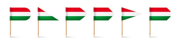Realistas Várias Bandeiras Palito Dentes Húngaros Lembrança Hungria Palitos Madeira — Vetor de Stock