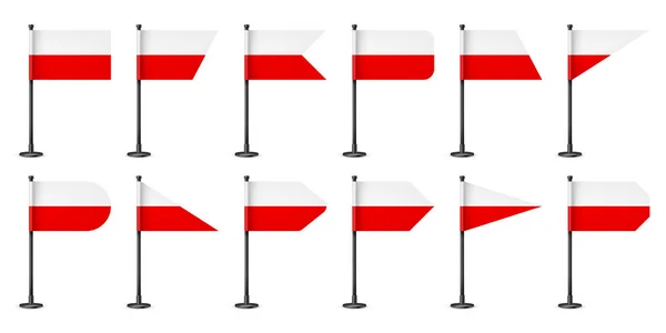 Польские Настольные Флаги Черном Стальном Столбе Сувенир Польши Настольный Флаг — стоковый вектор