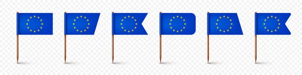 Реалистичные Различные Европейские Флаги Зубочистки Сувенир Европы Деревянные Зубочистки Бумажным — стоковый вектор