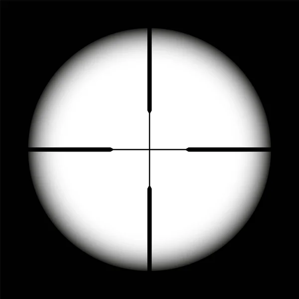 武器瞄准镜 狙击步枪光学瞄准镜在黑色背景 猎枪取景器与交叉 射击标记符号 军事目标标志 游戏Ui元素 矢量说明 — 图库矢量图片