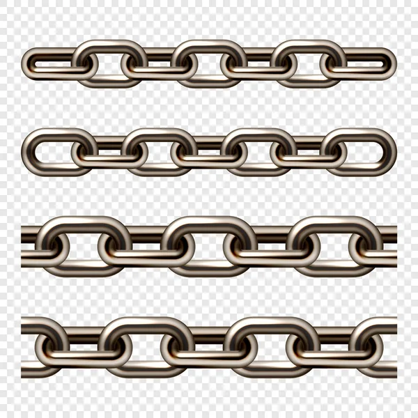 现实的褐色金属链带旧的生锈的链子 工业用重钢链材 矢量说明 — 图库矢量图片