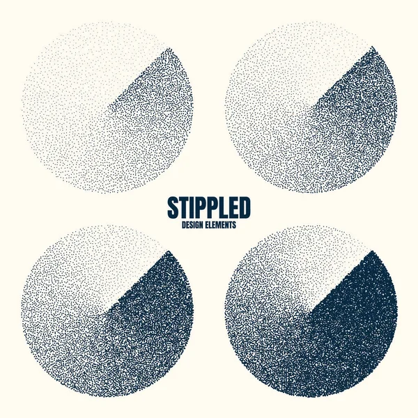 Shaped Dotted Objects Vintage Stipple Elements Fading Gradient Stippling Dotwork —  Vetores de Stock
