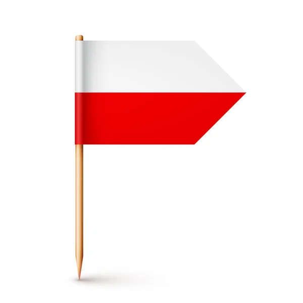 Polsk Tandpetarflagga Souvenir Från Polen Trätandpetare Med Pappersflagga Plats Markering — Stock vektor