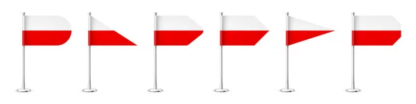 Polské Stolní Vlajky Chromované Ocelové Tyči Suvenýr Polska Stolní Vlajka — Stockový vektor