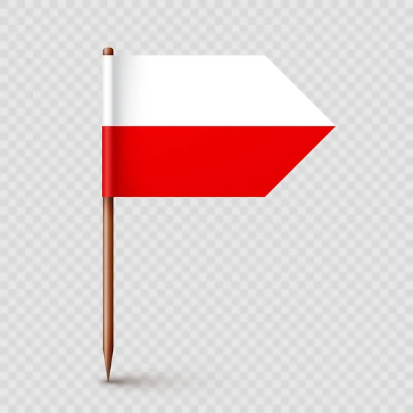 Polnische Zahnstocher Fahne Souvenir Aus Polen Holzzahnstocher Mit Papierfahne Ortsmarke — Stockvektor