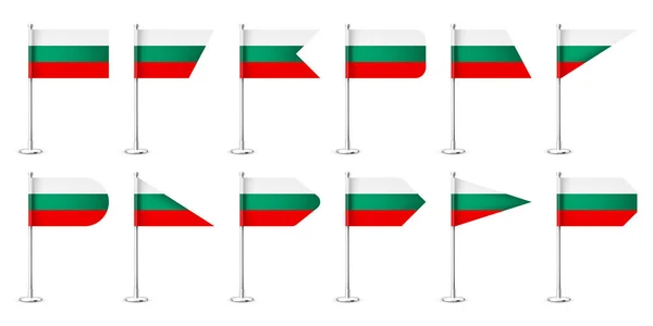 Bandeiras Mesa Búlgaras Poste Aço Cromado Lembrança Bulgária Bandeira Mesa — Vetor de Stock