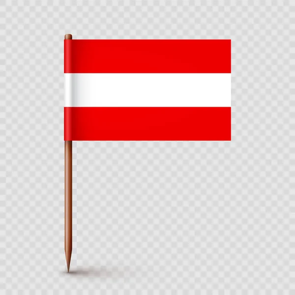 Realistische Österreichische Zahnstocher Fahne Souvenir Aus Österreich Holzzahnstocher Mit Papierfahne — Stockvektor