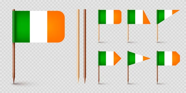 Realistas Várias Bandeiras Palito Dentes Irlandeses Lembrança Irlanda Palitos Madeira — Vetor de Stock