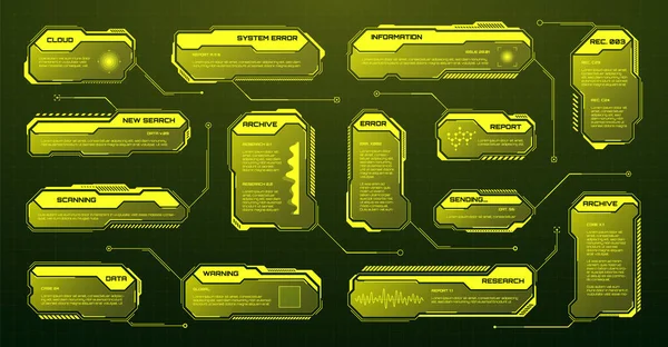 Hud Futuriste Jaune Éléments Interface Utilisateur Science Fiction Zones Texte — Image vectorielle