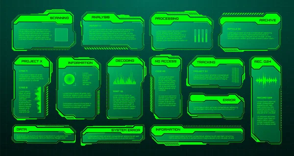 Hud Futuriste Vert Éléments Interface Utilisateur Science Fiction Zones Texte — Image vectorielle