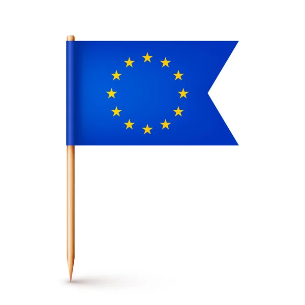 Realistische Europäische Zahnstocher Flagge Souvenir Aus Europa Holzzahnstocher Mit Papierfahne — Stockvektor
