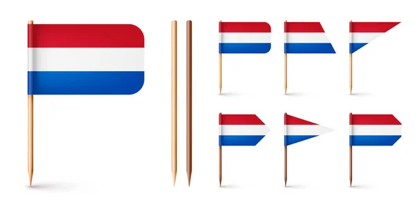 Realistas Várias Bandeiras Palito Dentes Holandeses Lembrança Holanda Palitos Madeira — Vetor de Stock