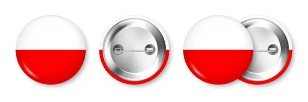 Knoflíkový Odznak Polskou Vlajkou Suvenýr Polska Lesklý Odznak Lesklou Kovovou — Stockový vektor