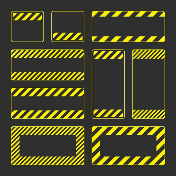 Varios Signos Advertencia Amarillos Blanco Con Líneas Diagonales Atención Señal — Archivo Imágenes Vectoriales