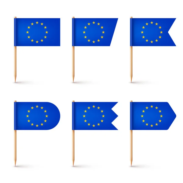 Realistas Várias Bandeiras Europeias Palito Dentes Lembrança Europa Palitos Madeira — Vetor de Stock