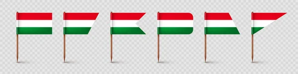 Reális Különböző Magyar Fogpiszkáló Zászlók Ajándék Magyarországról Fogpiszkálók Papírzászlóval Helyszín — Stock Vector