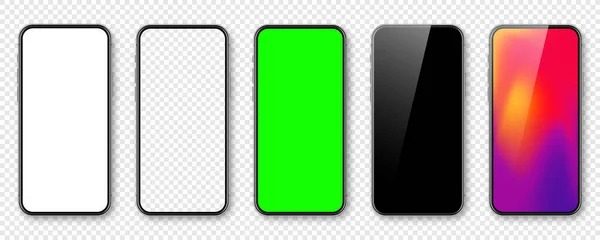 Smartphone Met Blanco Touch Screen Abstract Kleurrijk Behang Groene Chroma — Stockvector