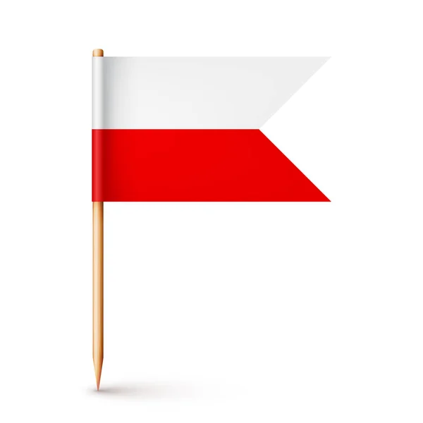 Flaga Polskiej Wykałaczki Pamiątka Polski Drewniana Wykałaczka Papierową Flagą Znak — Wektor stockowy
