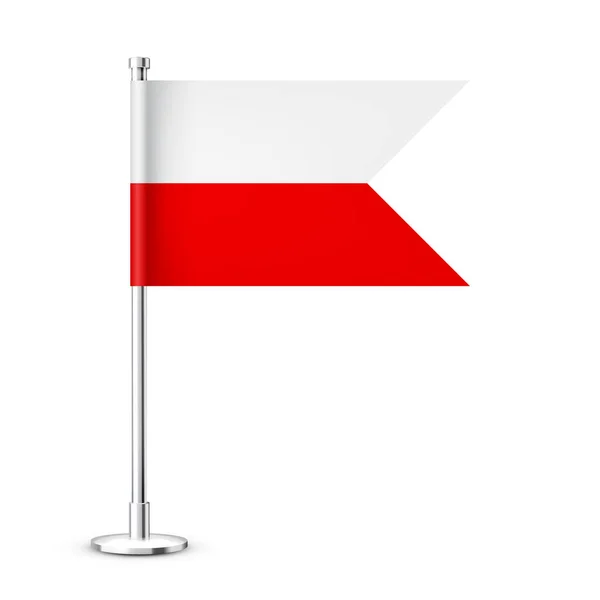 Polsk Bordsflagga Kromad Stålstång Souvenir Från Polen Skrivbordsflagga Papper Eller — Stock vektor