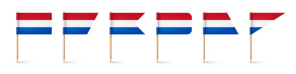 Realista Varias Banderas Palillos Holandeses Recuerdo Holanda Palillos Madera Con — Archivo Imágenes Vectoriales