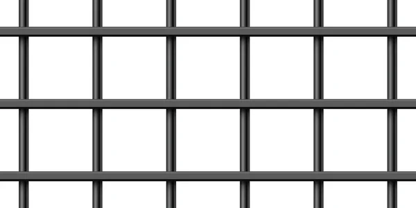 黑色现实金属监狱酒吧隔离在白色背景 详细的牢笼铁栅栏犯罪背景被嘲笑了 矢量说明 — 图库矢量图片