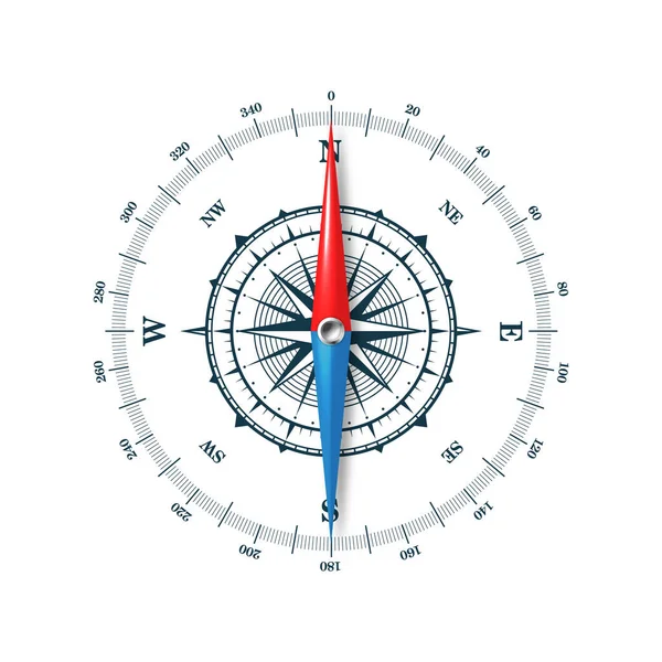 Mořský Kompas Mořský Vítr Zvedal Kardinály Severních Východních Jižních Západních — Stockový vektor