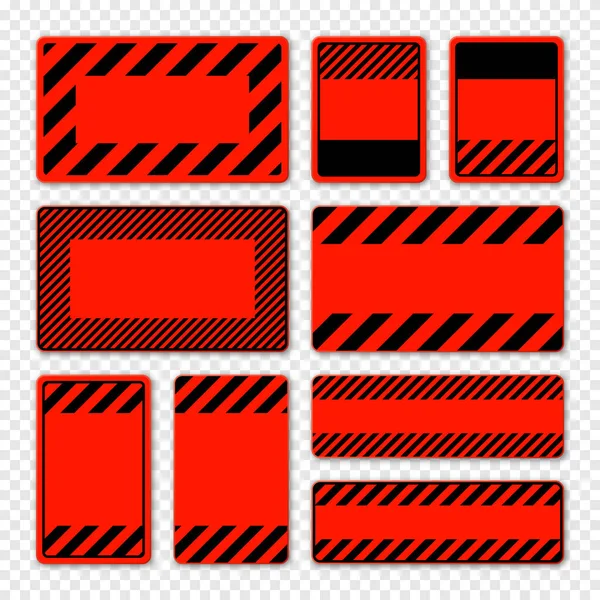Различные Красные Предупредительные Знаки Диагональными Линиями Внимание Опасность Предупреждающий Знак — стоковый вектор