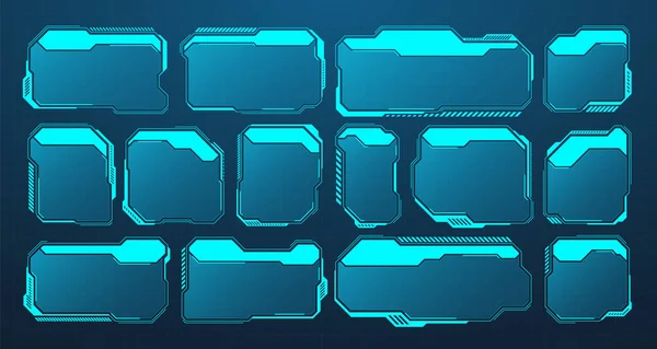 Blue Futuristic Hud Elements Sci User Interface Text Boxes Callouts — Vector de stock