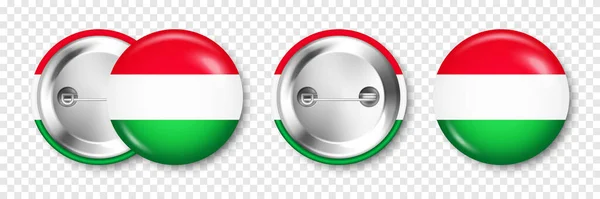 Badge Réaliste Avec Drapeau Hongrois Imprimé Souvenir Hongrie Insigne Broche — Image vectorielle